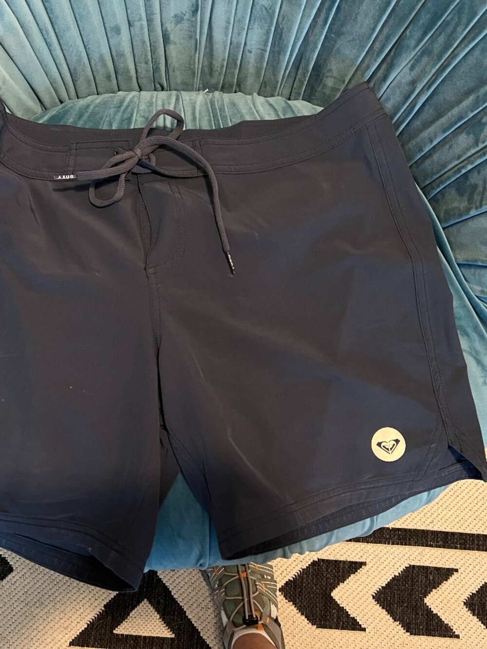 Roxy Oceanside 7" Elastic Waist Boardshorts Navy Blue Large
